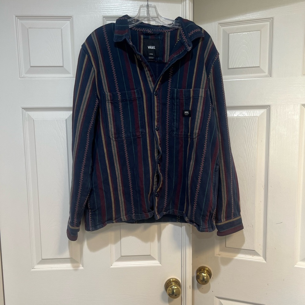 Vans Mens Large Navy Western Button Up Heavyweight‎ Long Sleeve Shacket Shirt